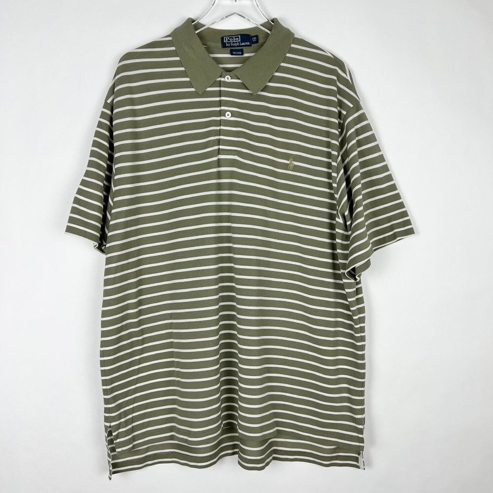 Polo Ralph Lauren Polo Shirt Men's 2XL Big Olive Green White Stripe